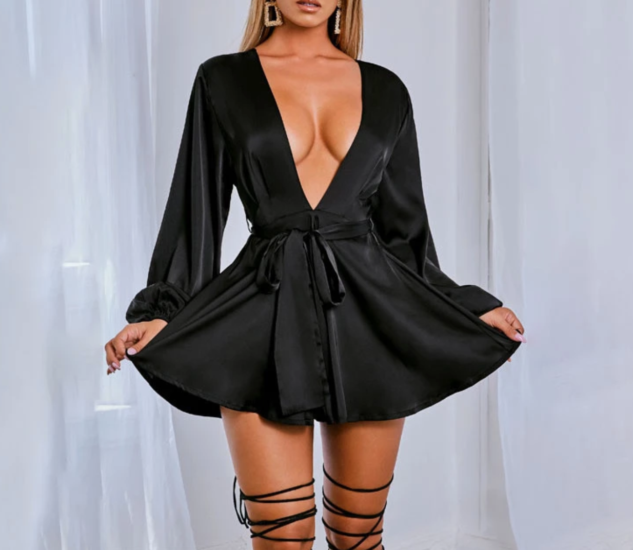 Dolly Plunge Satin Dress